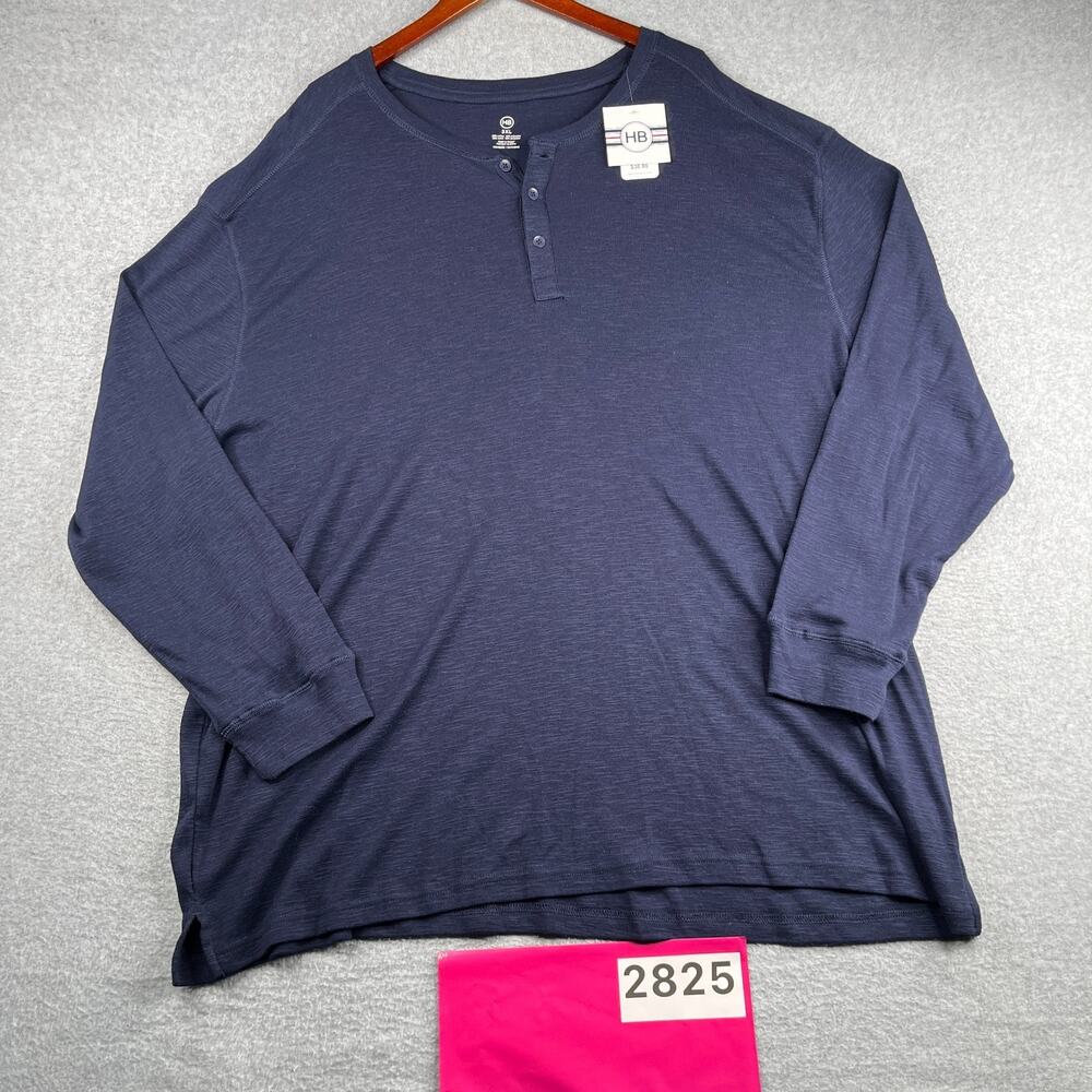 HB Long Sleeve Navy Blue Heather Henley Shirt Mens 3XL NEW NWT